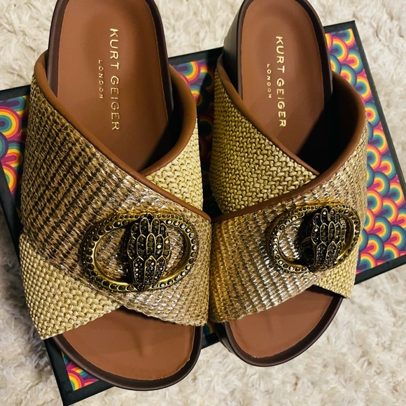 Kurt Geiger Gold and Brown Women's Sandals - Picture 3 of 10